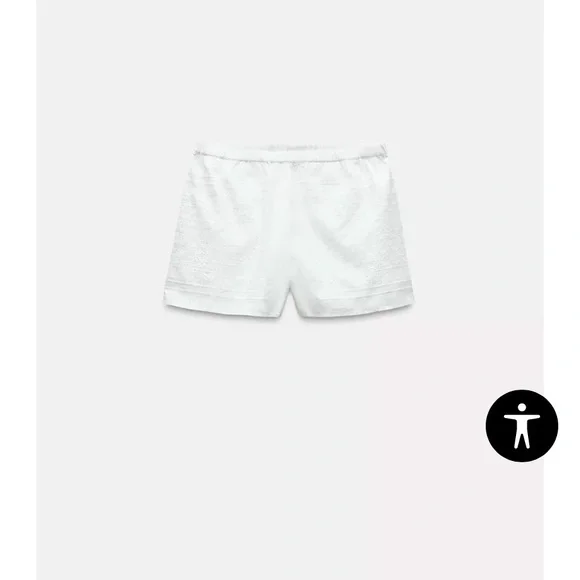 Zara White Elastic Mid waist Shorts - Picture 5 of 7